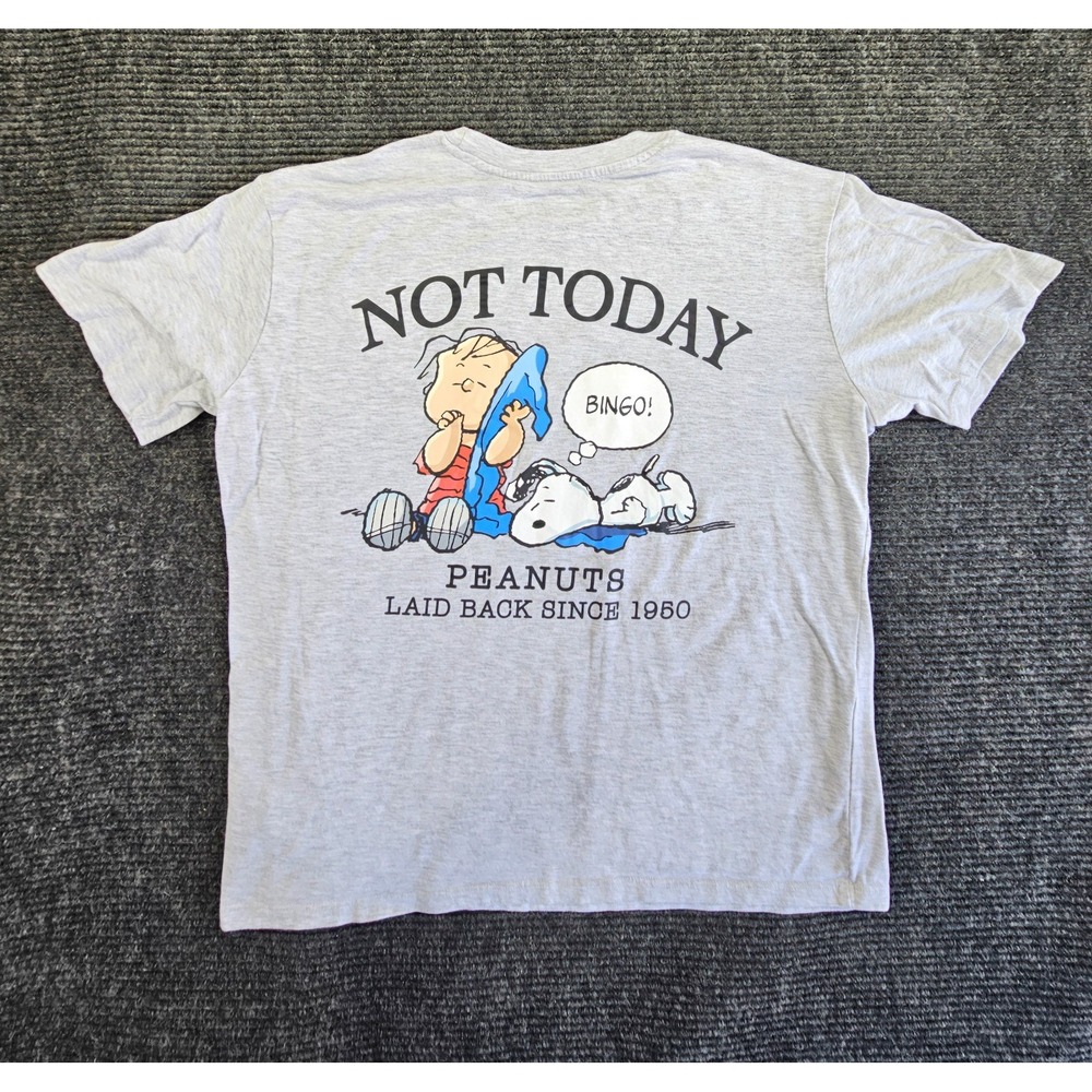 Peanuts Snoopy Not Today Heathered Gray Graphic T Shirt Womens L 12-14 LT22517LC
